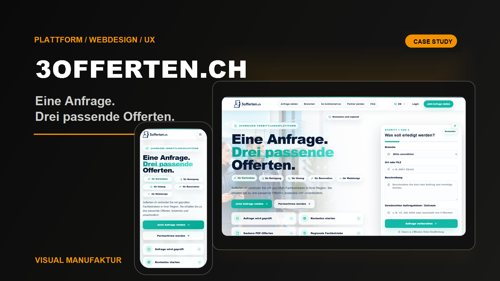 Case-Cover der Schweizer Vermittlungsplattform 3offerten.ch.