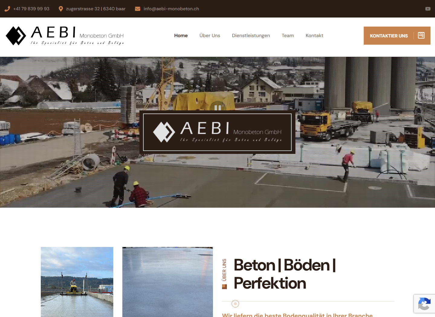 Desktop-Screenshot der AEBI Monobeton Website.