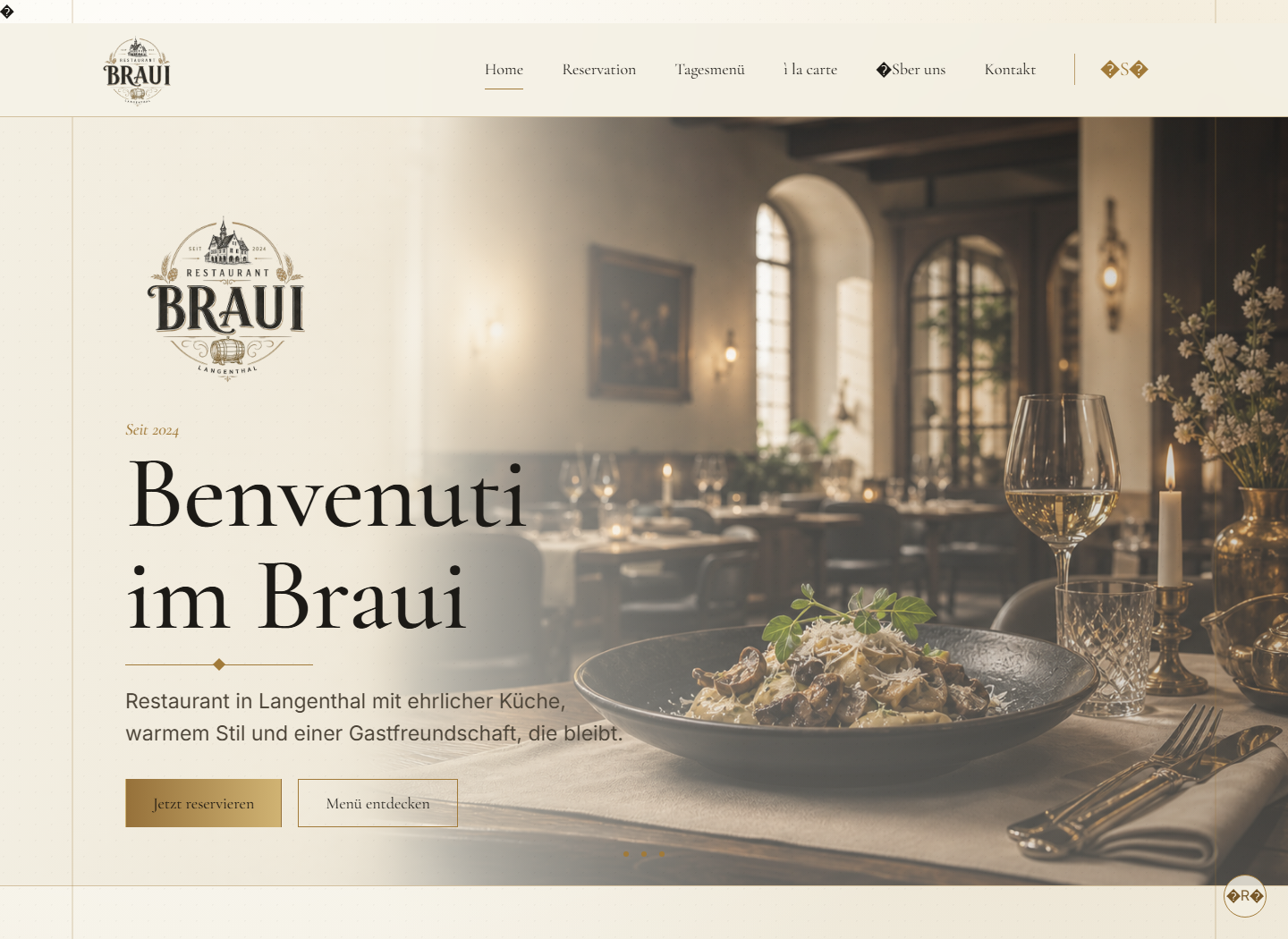 Desktop-Screenshot der Restaurant Braui Website.